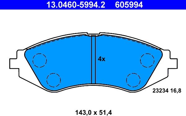 ATE 13.0460-5994.2 - Bremžu uzliku kompl., Disku bremzes autodraugiem.lv