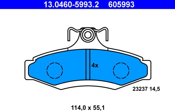 ATE 13.0460-5993.2 - Bremžu uzliku kompl., Disku bremzes autodraugiem.lv