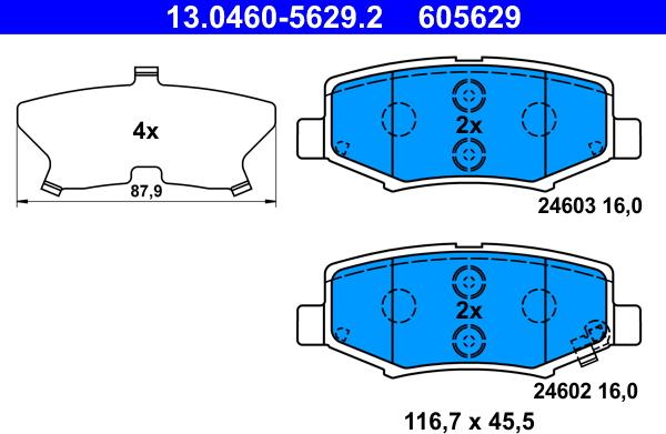 ATE 13.0460-5629.2 - Bremžu uzliku kompl., Disku bremzes autodraugiem.lv