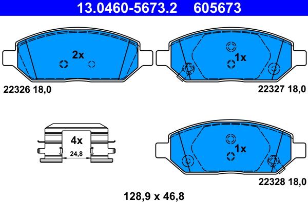 ATE 13.0460-5673.2 - Bremžu uzliku kompl., Disku bremzes autodraugiem.lv