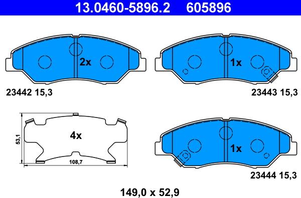 ATE 13.0460-5896.2 - Bremžu uzliku kompl., Disku bremzes autodraugiem.lv