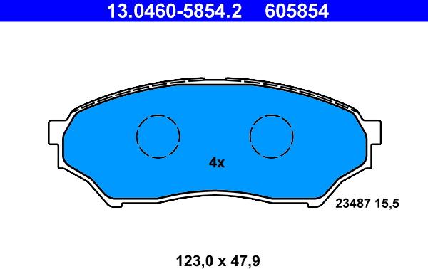 ATE 13.0460-5854.2 - Bremžu uzliku kompl., Disku bremzes autodraugiem.lv