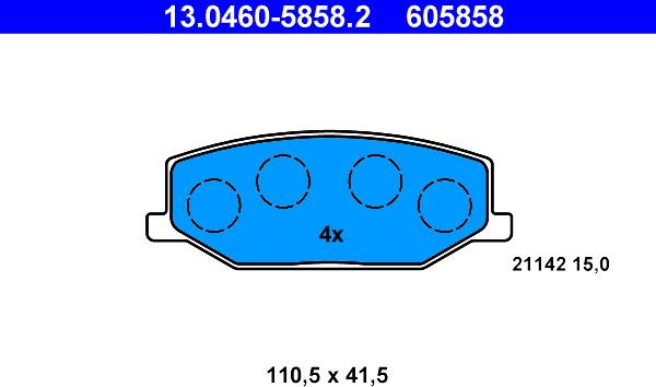 ATE 13.0460-5858.2 - Bremžu uzliku kompl., Disku bremzes autodraugiem.lv