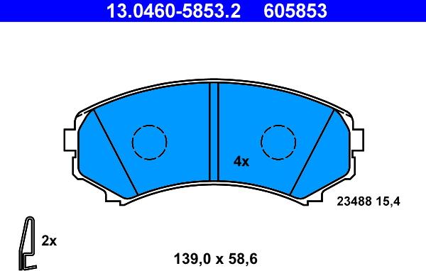 ATE 13.0460-5853.2 - Bremžu uzliku kompl., Disku bremzes autodraugiem.lv