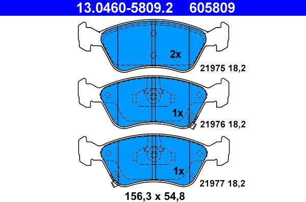 ATE 13.0460-5809.2 - Bremžu uzliku kompl., Disku bremzes autodraugiem.lv