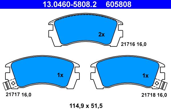 ATE 13.0460-5808.2 - Bremžu uzliku kompl., Disku bremzes autodraugiem.lv