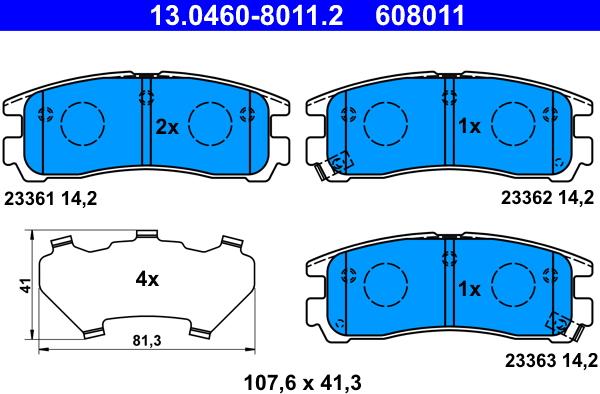 ATE 13.0460-8011.2 - Bremžu uzliku kompl., Disku bremzes autodraugiem.lv