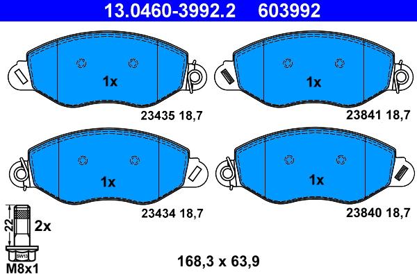 ATE 13.0460-3992.2 - Bremžu uzliku kompl., Disku bremzes autodraugiem.lv