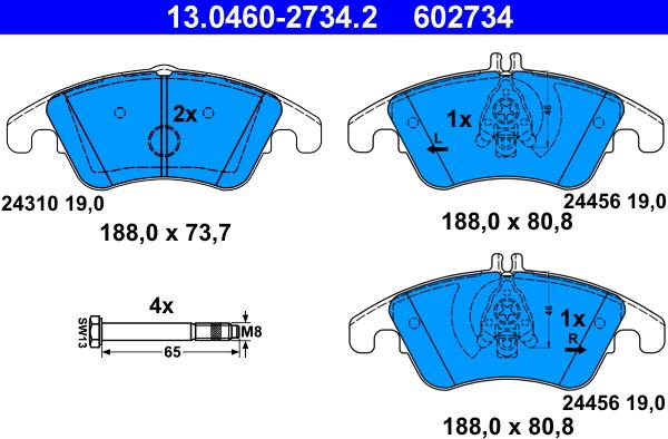 ATE 13.0460-2734.2 - Bremžu uzliku kompl., Disku bremzes autodraugiem.lv