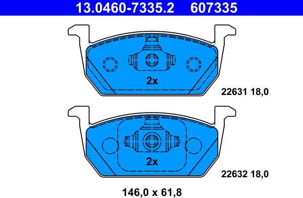 ATE 13.0460-7335.2 - Bremžu uzliku kompl., Disku bremzes autodraugiem.lv