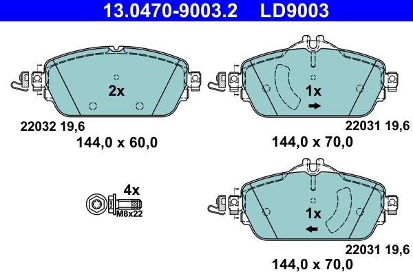 ATE 13.0470-9003.2 - Bremžu uzliku kompl., Disku bremzes autodraugiem.lv