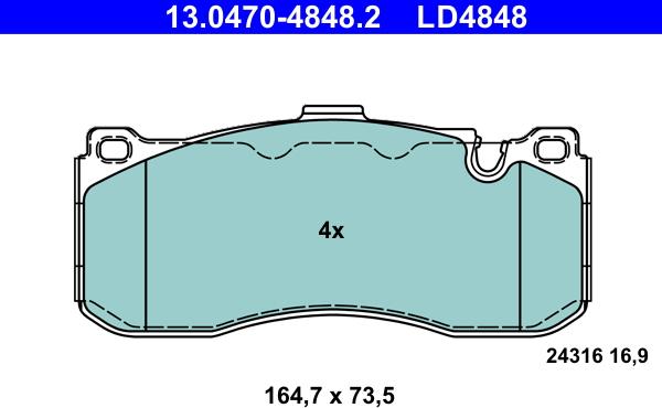 ATE 13.0470-4848.2 - Bremžu uzliku kompl., Disku bremzes autodraugiem.lv