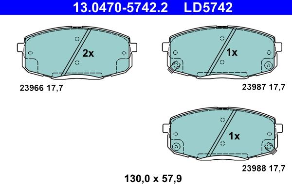 ATE 13.0470-5742.2 - Bremžu uzliku kompl., Disku bremzes autodraugiem.lv