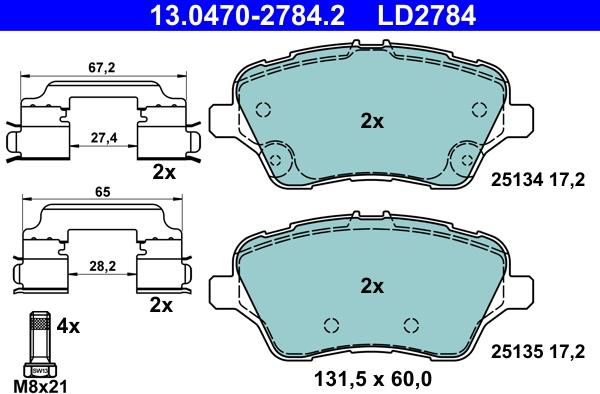 ATE 13.0470-2784.2 - Bremžu uzliku kompl., Disku bremzes autodraugiem.lv