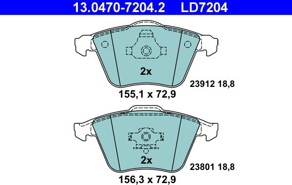 ATE 13.0470-7204.2 - Bremžu uzliku kompl., Disku bremzes autodraugiem.lv