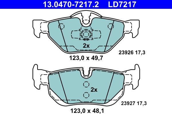 ATE 13.0470-7217.2 - Bremžu uzliku kompl., Disku bremzes autodraugiem.lv