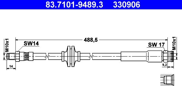 ATE 83.7101-9489.3 - Bremžu šļūtene autodraugiem.lv