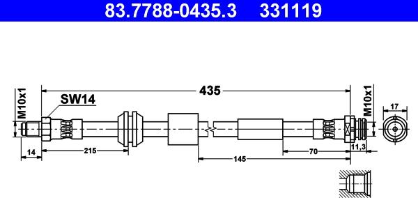 ATE 83.7788-0435.3 - Bremžu šļūtene autodraugiem.lv