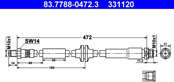 ATE 83.7788-0472.3 - Bremžu šļūtene autodraugiem.lv