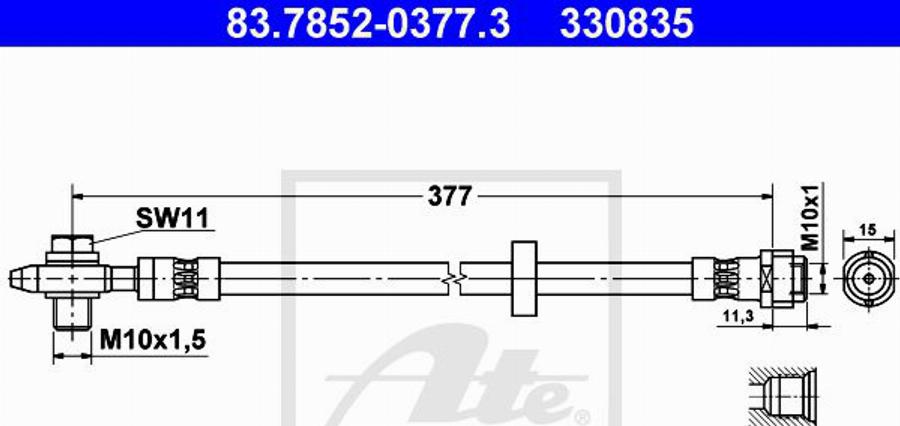 ATE 330835 - Bremžu šļūtene autodraugiem.lv