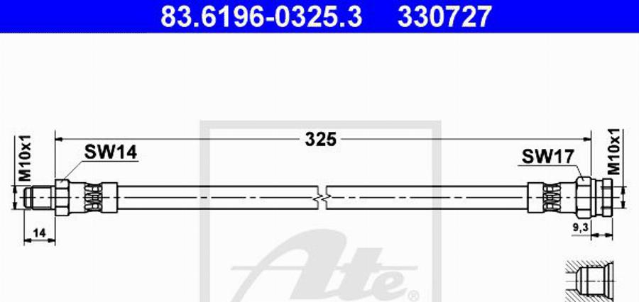 ATE 330727 - Bremžu šļūtene autodraugiem.lv