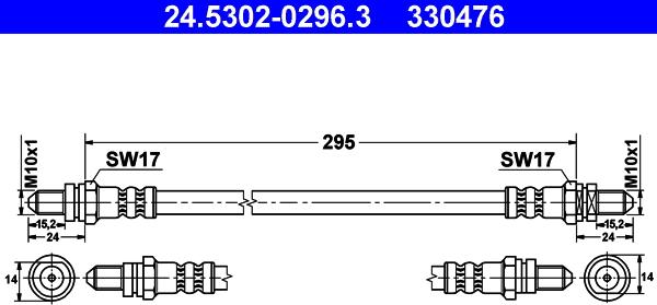 ATE 24.5302-0296.3 - Bremžu šļūtene autodraugiem.lv