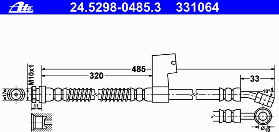 ATE 24.5298-0485.3 - Bremžu šļūtene autodraugiem.lv