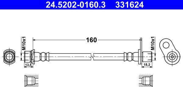 ATE 24.5202-0160.3 - Bremžu šļūtene autodraugiem.lv