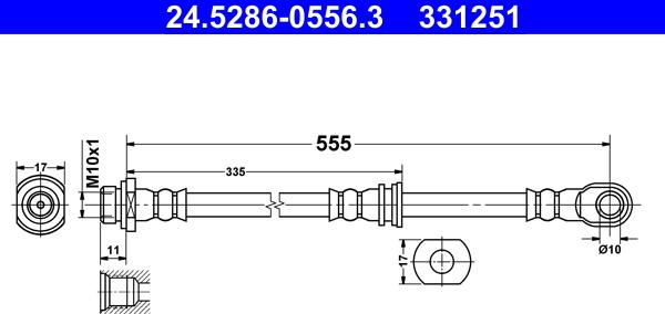 ATE 24.5286-0556.3 - Bremžu šļūtene autodraugiem.lv