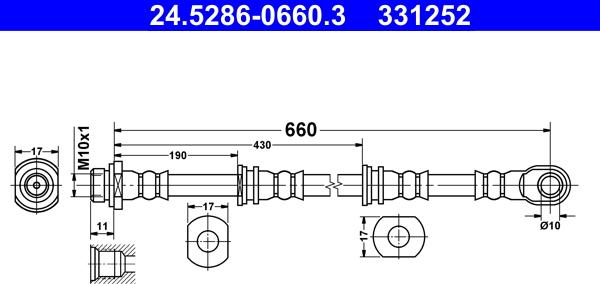ATE 24.5286-0660.3 - Bremžu šļūtene autodraugiem.lv