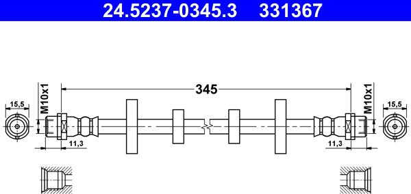 ATE 24.5237-0345.3 - Bremžu šļūtene autodraugiem.lv