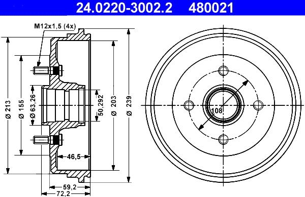 ATE 24.0220-3002.2 - Bremžu trumulis autodraugiem.lv