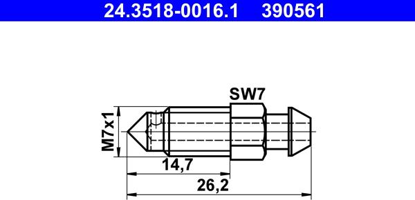 ATE 24.3518-0016.1 - Gaisa vārsta / ventiļa skrūve autodraugiem.lv