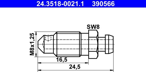 ATE 24.3518-0021.1 - Gaisa vārsta / ventiļa skrūve autodraugiem.lv