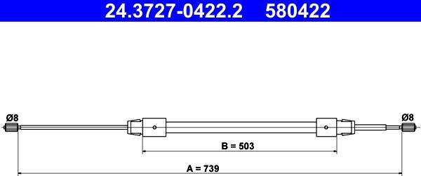 ATE 24.3727-0422.2 - Trose, Stāvbremžu sistēma autodraugiem.lv