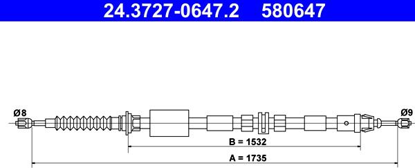ATE 24.3727-0647.2 - Trose, Stāvbremžu sistēma autodraugiem.lv