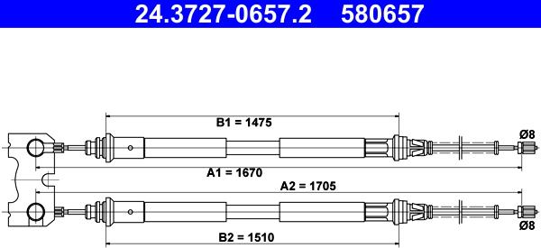 ATE 24.3727-0657.2 - Trose, Stāvbremžu sistēma autodraugiem.lv