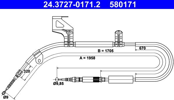 ATE 24.3727-0171.2 - Trose, Stāvbremžu sistēma autodraugiem.lv