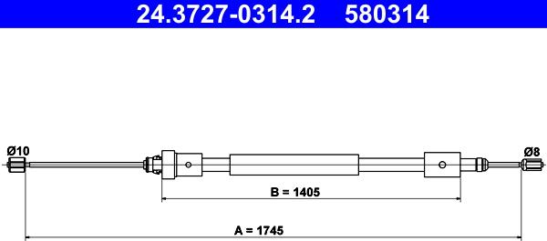 ATE 24.3727-0314.2 - Trose, Stāvbremžu sistēma autodraugiem.lv