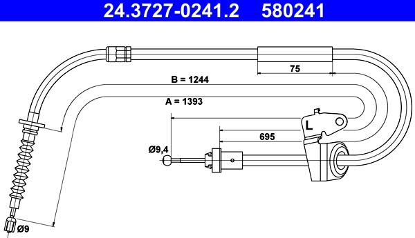ATE 24.3727-0241.2 - Trose, Stāvbremžu sistēma autodraugiem.lv