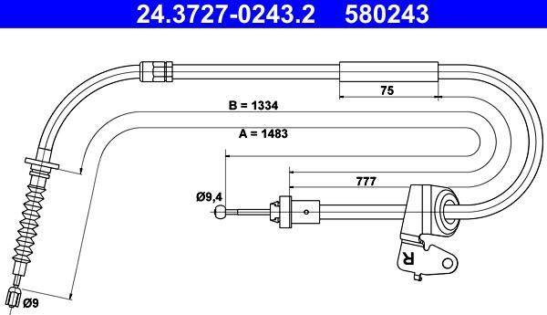ATE 24.3727-0243.2 - Trose, Stāvbremžu sistēma autodraugiem.lv