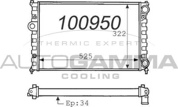 Autogamma 100950 - Radiators, Motora dzesēšanas sistēma autodraugiem.lv