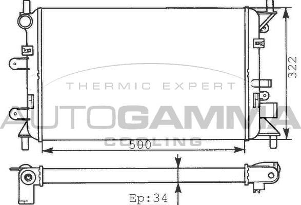 Autogamma 100346 - Radiators, Motora dzesēšanas sistēma autodraugiem.lv