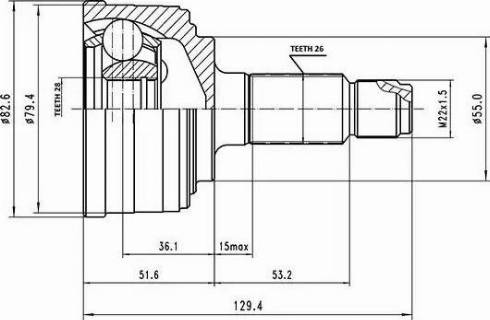Aywiparts AW1510140 - Šarnīru komplekts, Piedziņas vārpsta autodraugiem.lv