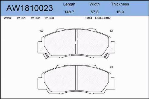 Aywiparts AW1810023 - Bremžu uzliku kompl., Disku bremzes autodraugiem.lv