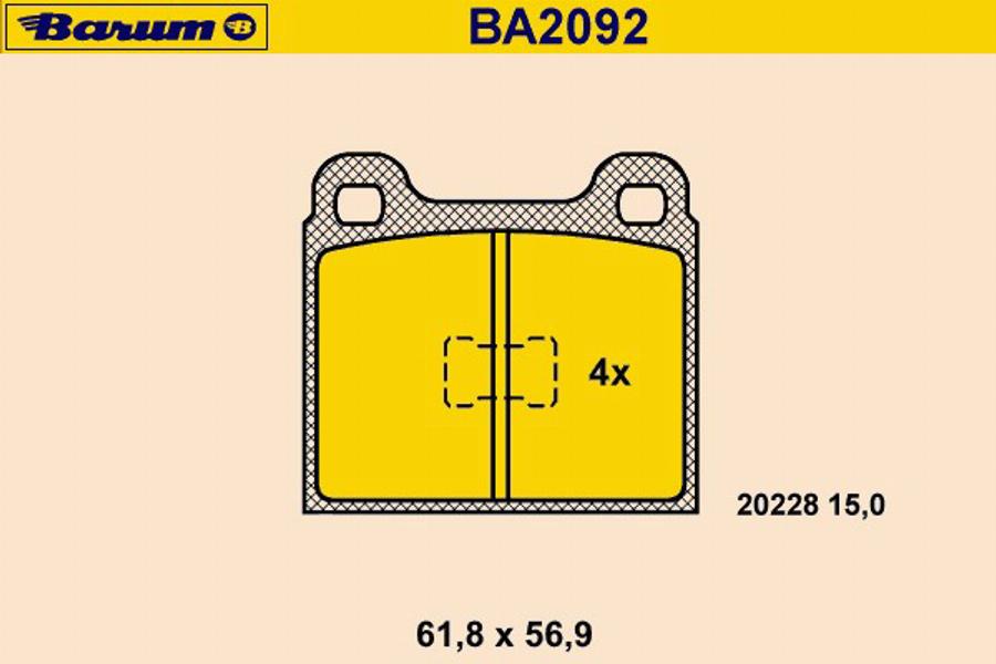 Barum BA2092 - Bremžu uzliku kompl., Disku bremzes autodraugiem.lv