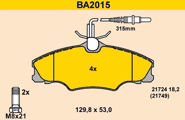 Barum BA2015 - Bremžu uzliku kompl., Disku bremzes autodraugiem.lv