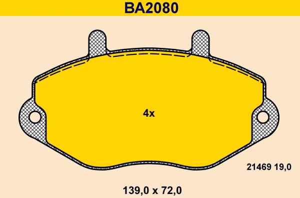 Barum BA2080 - Bremžu uzliku kompl., Disku bremzes autodraugiem.lv