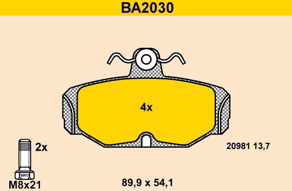 Barum BA2030 - Bremžu uzliku kompl., Disku bremzes autodraugiem.lv