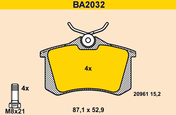 Barum BA2032 - Bremžu uzliku kompl., Disku bremzes autodraugiem.lv